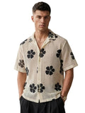 Men`s Shirt | Mens Casual Crochet Knitted | Half Sleeve Printed Crochet with Cuban Collar Shirt`s | Relaxed fit Down Shoulder Textured & Stylish Premium Mens Shirt