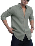 Men's Shirt Regular Fit Solid Pattern Linen Cotton with Long Sleeve Collared Neck Standard Length and Button Down Closure Type | Mens Casual Shirts | Man's Formal Shirts