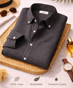 Charcoal Premium Linen Shirt for Men – Sophisticated Half Sleeve Casual Wear
